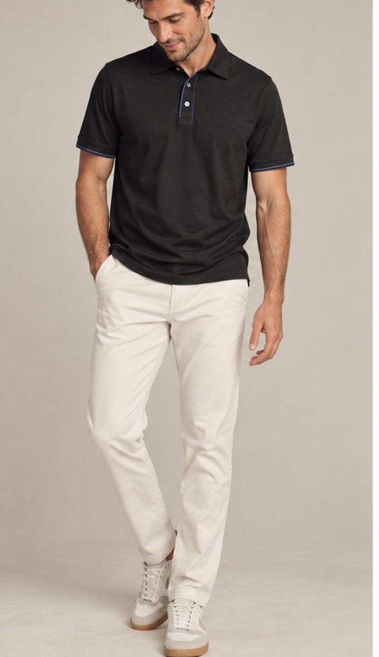 Prada Men’s Cotton Polo Shirt Black Blue Piping Detail Size Large